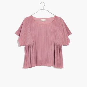 Madewell Pleated Relaxed Pink Blouse Top